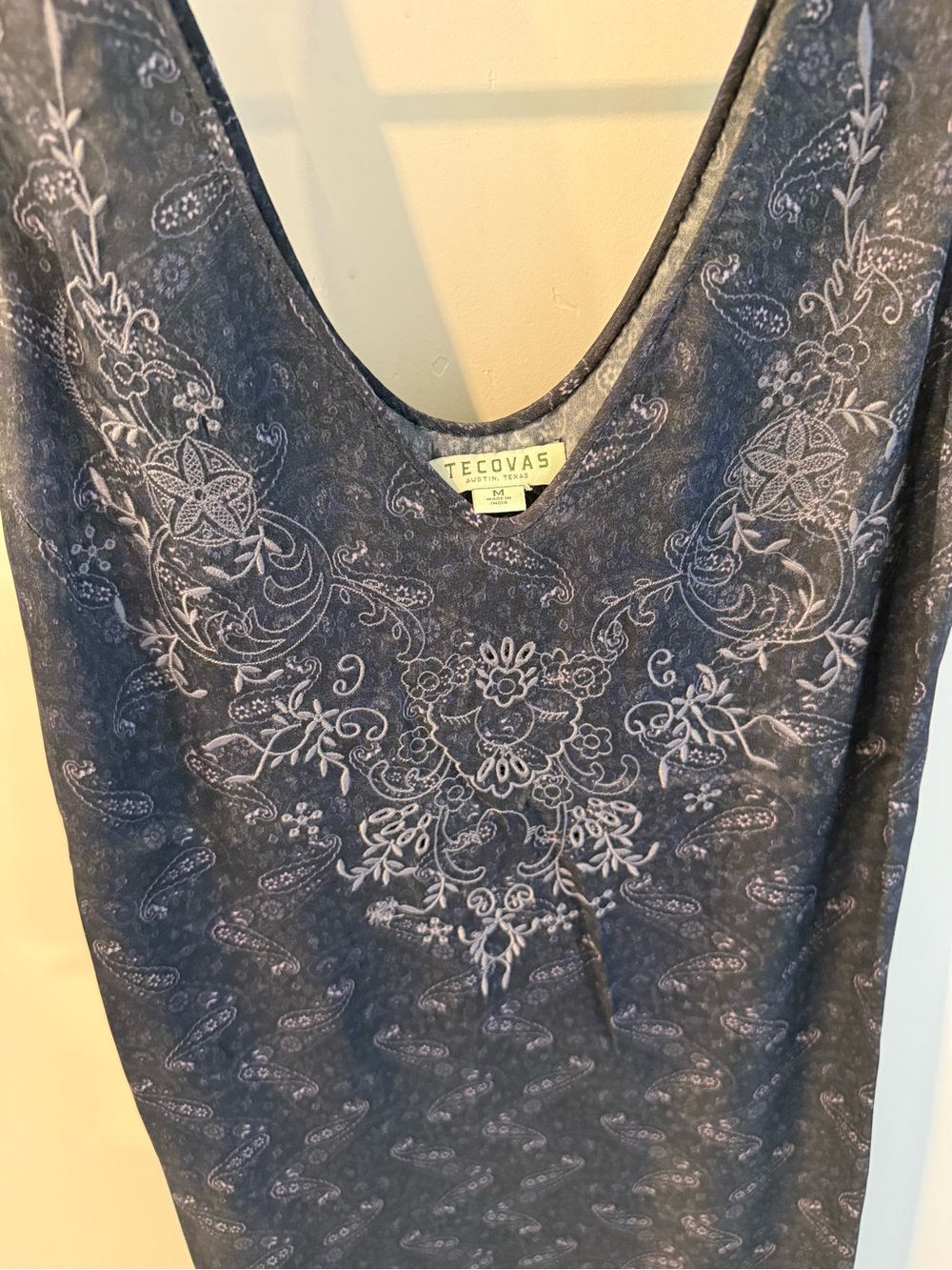 NWOT Tecovas Slip Dress Navy Patterned size M - Picture 3 of 4
